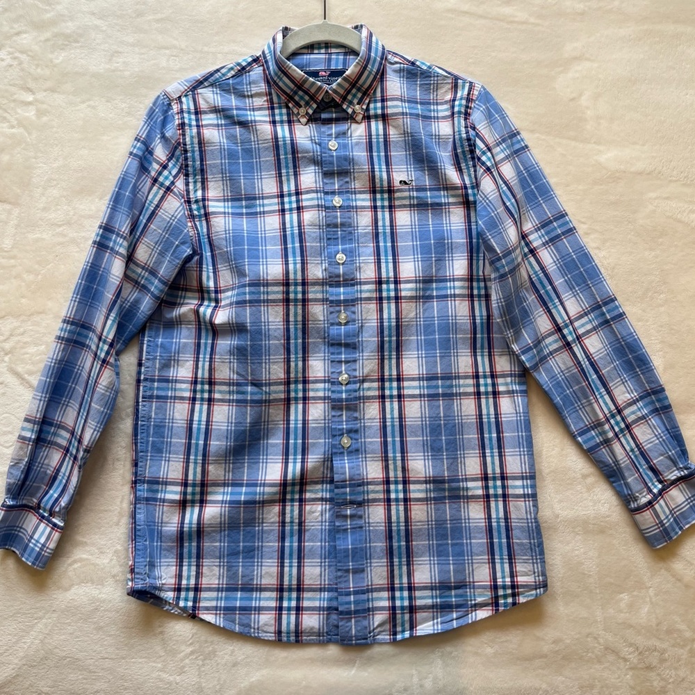 Vineyard Vines Boys Whale Shirt button down size L (16)